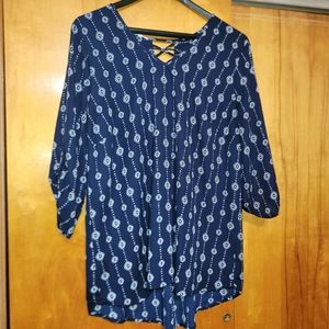 Maurices Sz 2 Navy Blue 3/4 Sleeve Top